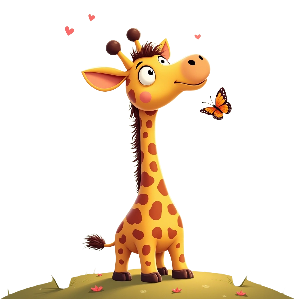 Friendly Giraffe and Butterfly